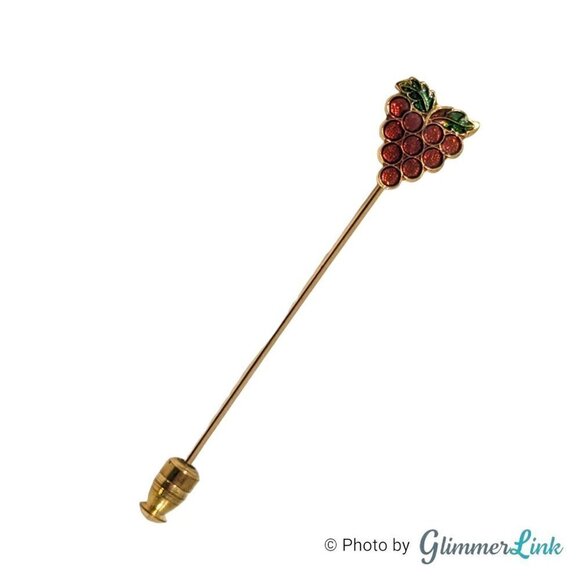 Vintage Grapes Enamel Gold Tone Stick Pin - Picture 4 of 12